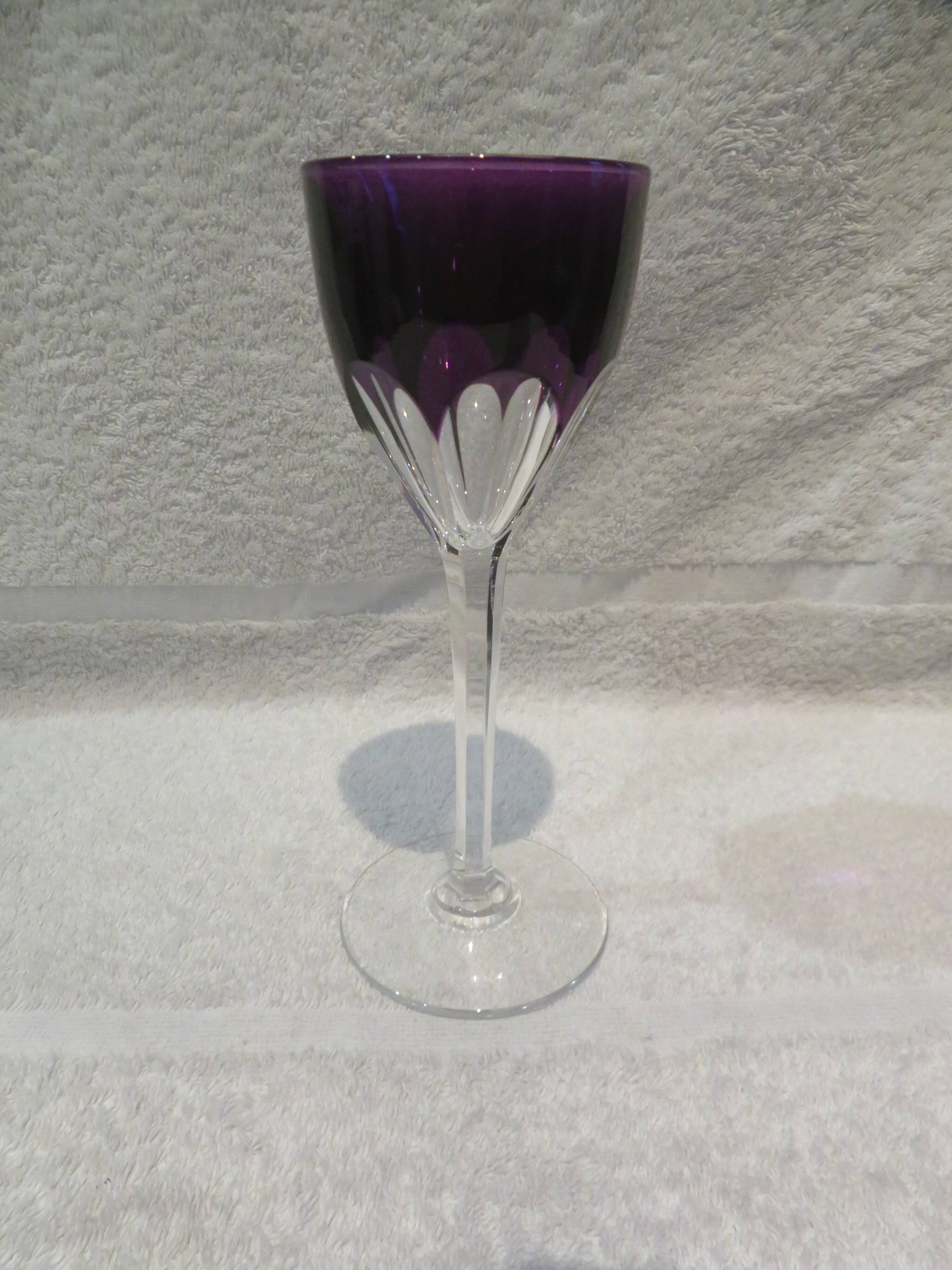 Baccarat crystal wine glass 12cl model Genova lined Amethyst 19.1cm