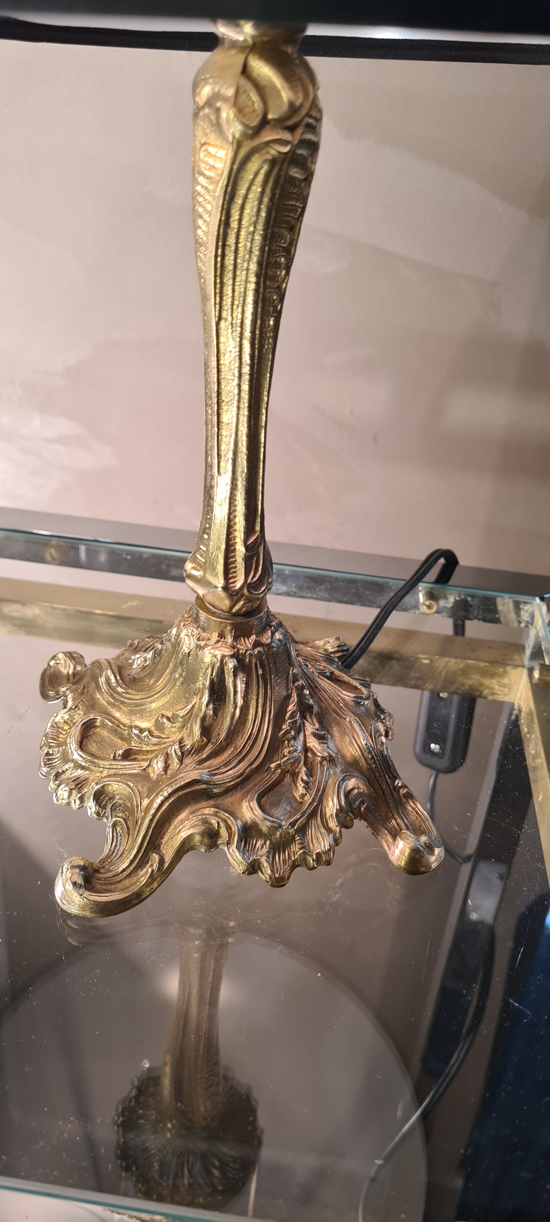 Bronze lamp rocaille style, 38x20, electricity to standard