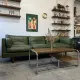 Olive leather sofa, Denmark, 1960s/70s, vintage mid-century modern