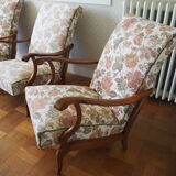 Four 1950s armchairs - wooden armrests