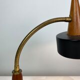 Table lamp of black metal and teak of Danish design, 1960s