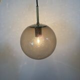 Limburg Glashütte brass smoked glass ball pendant hanging lamp , 1970s