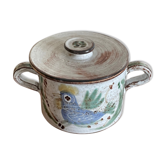 Large Fantastic bird pot in ceramic Michel Barbier Vallauris