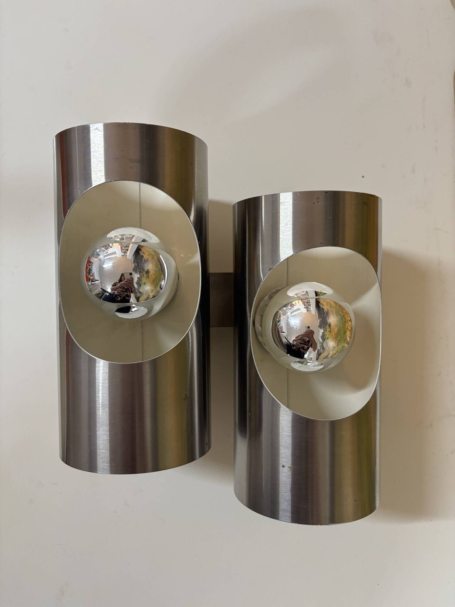 1970s chrome Space Age wall light