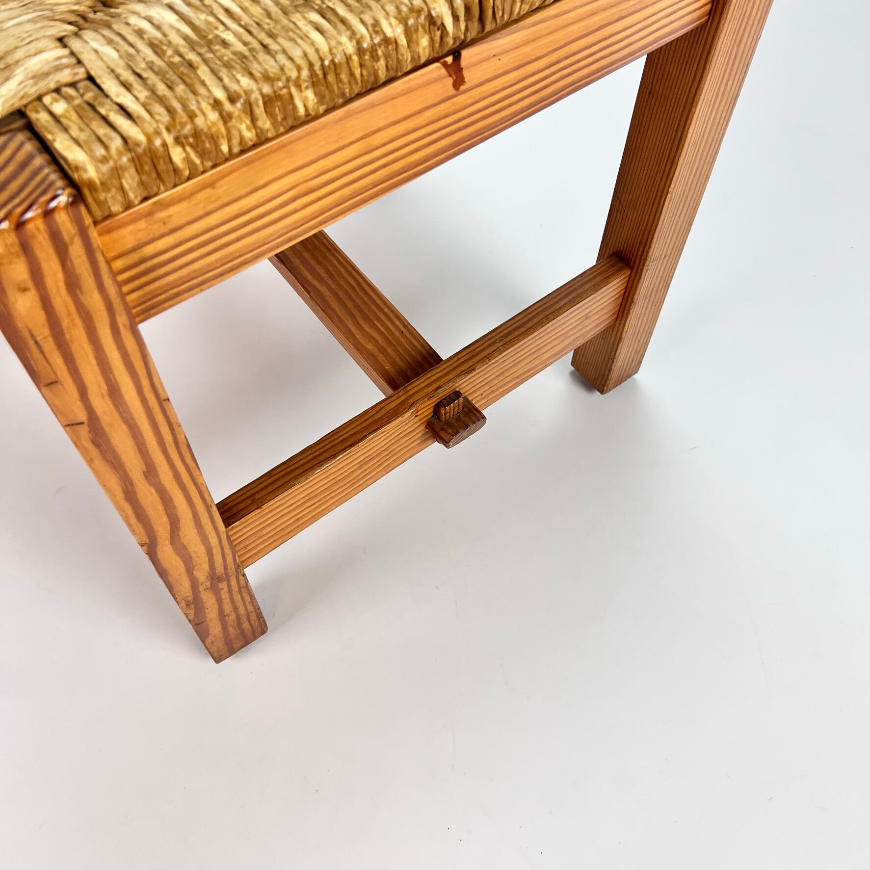 Mid century pine and rush dining chairs, set of 6, 1960s