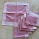 Set of eight vintage table napkins, old pink jacquard.