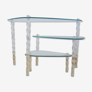 Table basse présentoir en verre-plexi, vintage, 60/70