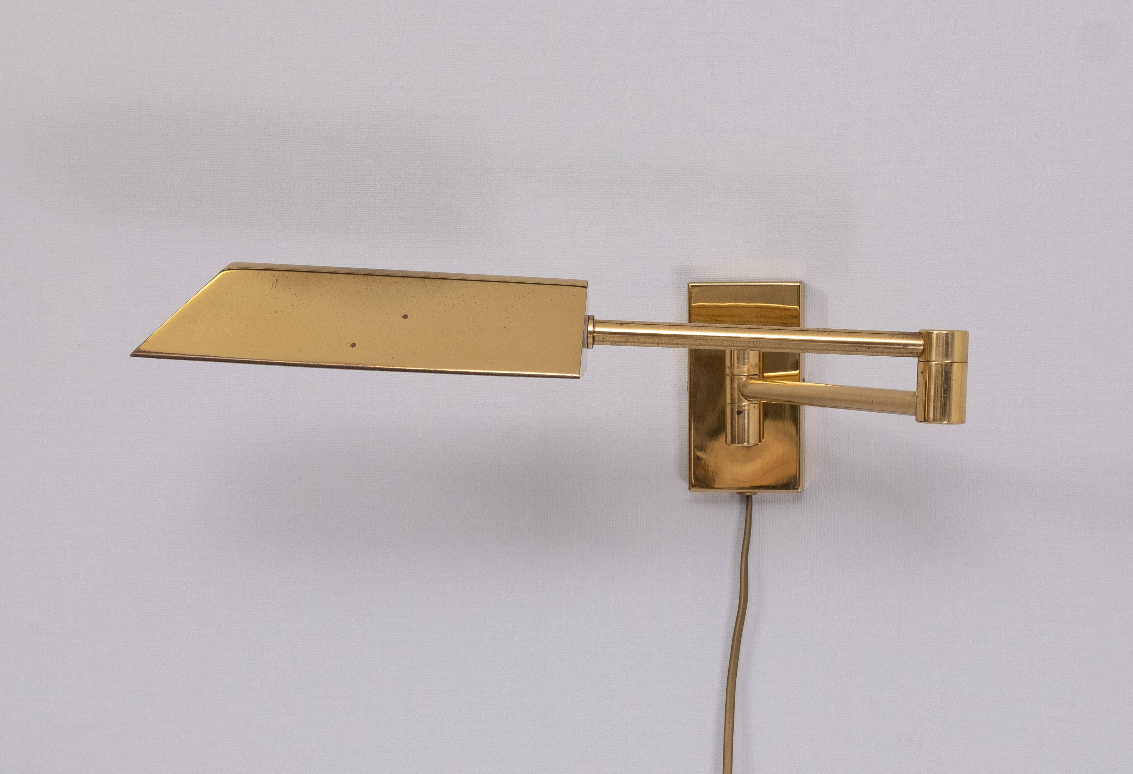 Brass swing arm Wall lamp Germany 1970s