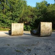 Set of 2 Early Edition Loop Garden Rocking Chairs by Willy Guhl for Eternit AG, Switzerland 1950s