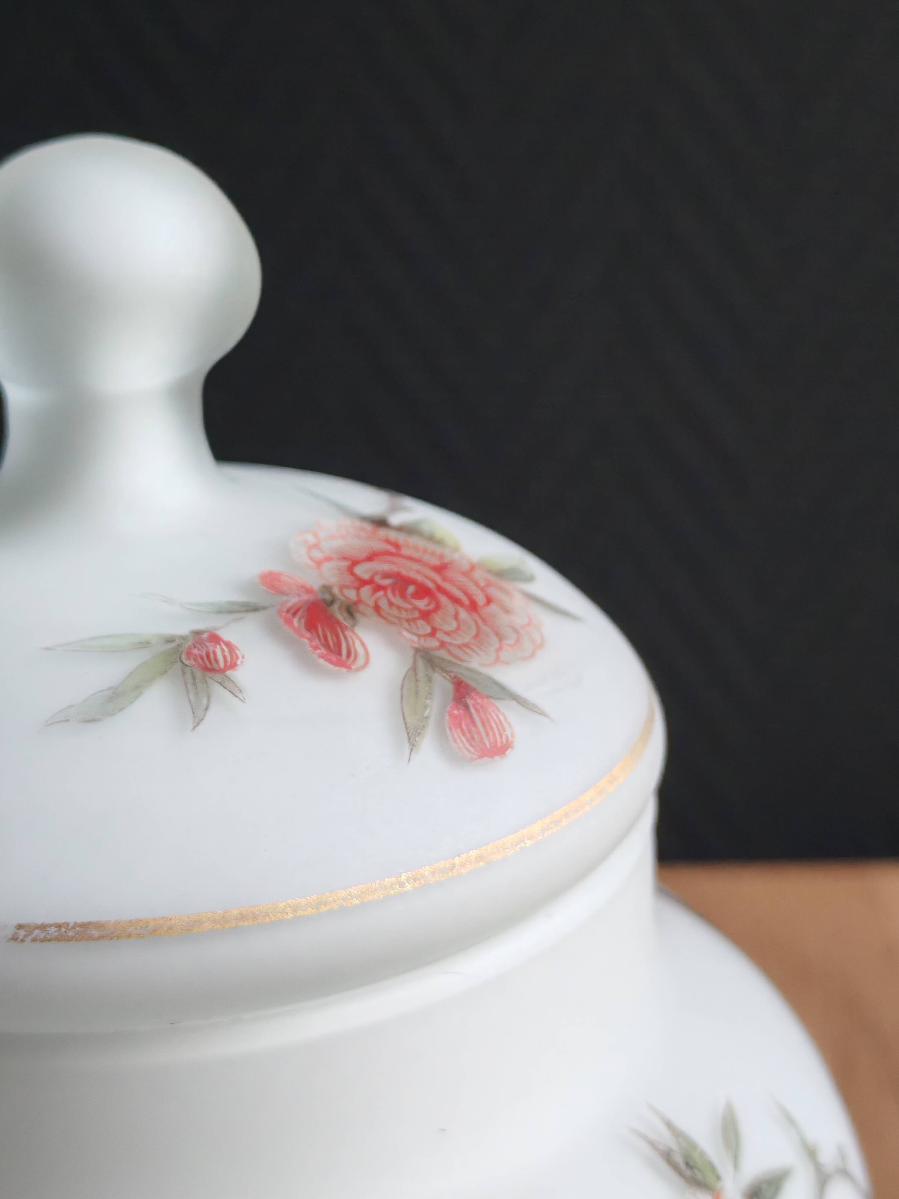 Vintage opaline glass footed bonbonnière