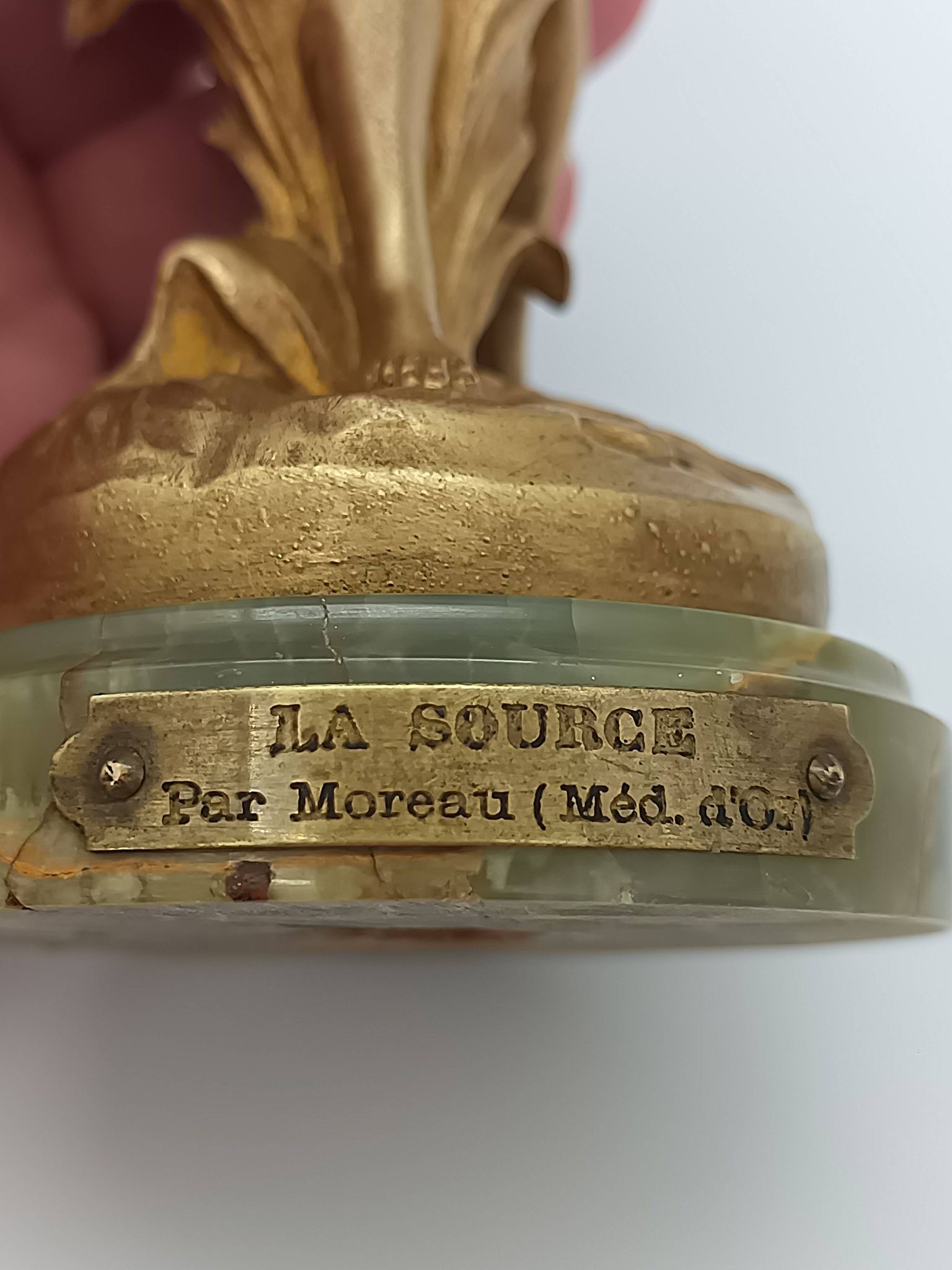 Old Regule Statuette The Source Auguste Moreau Base Green Onyx 19 cm