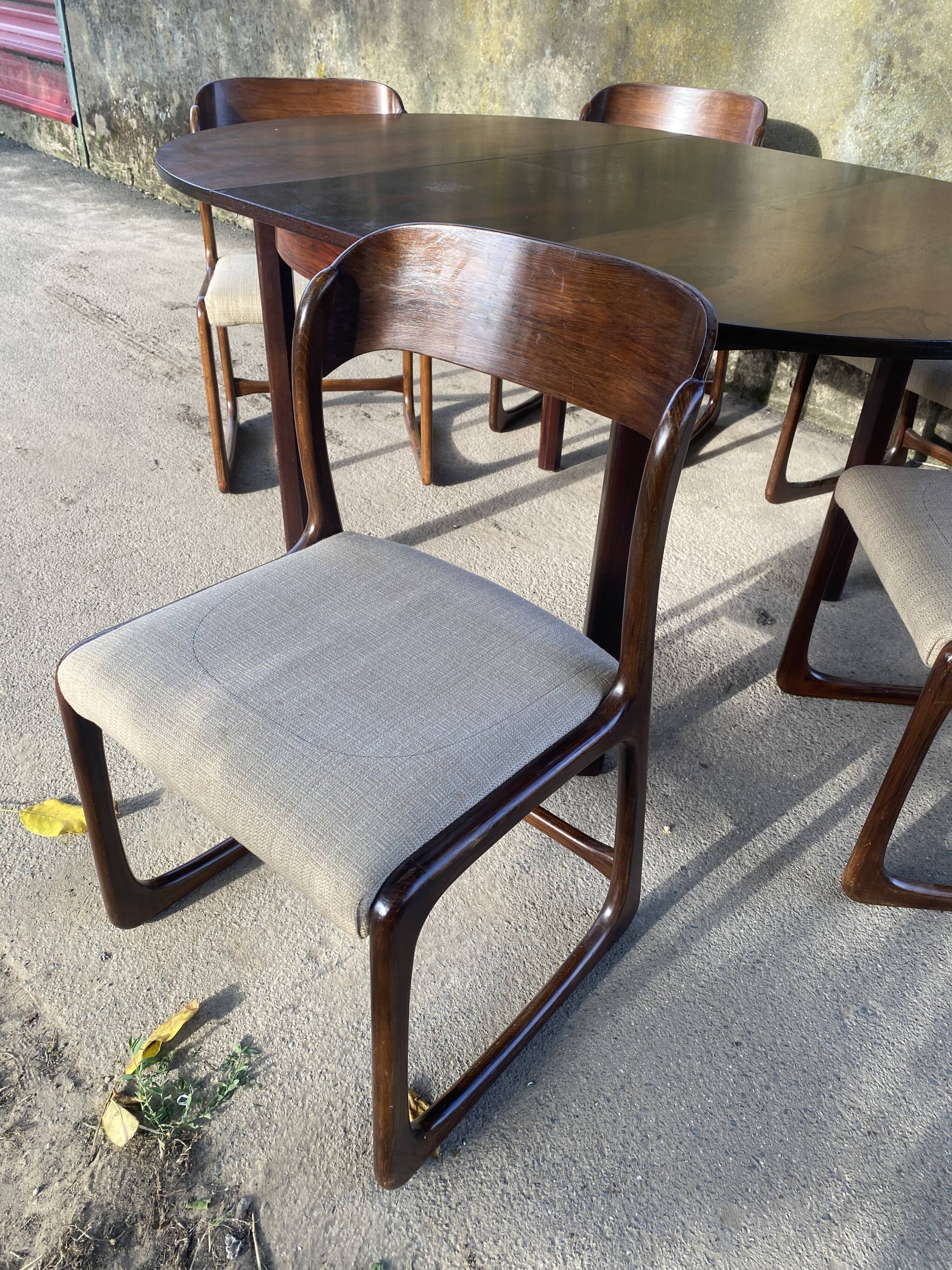 Vintage Baumann sleigh chairs with table