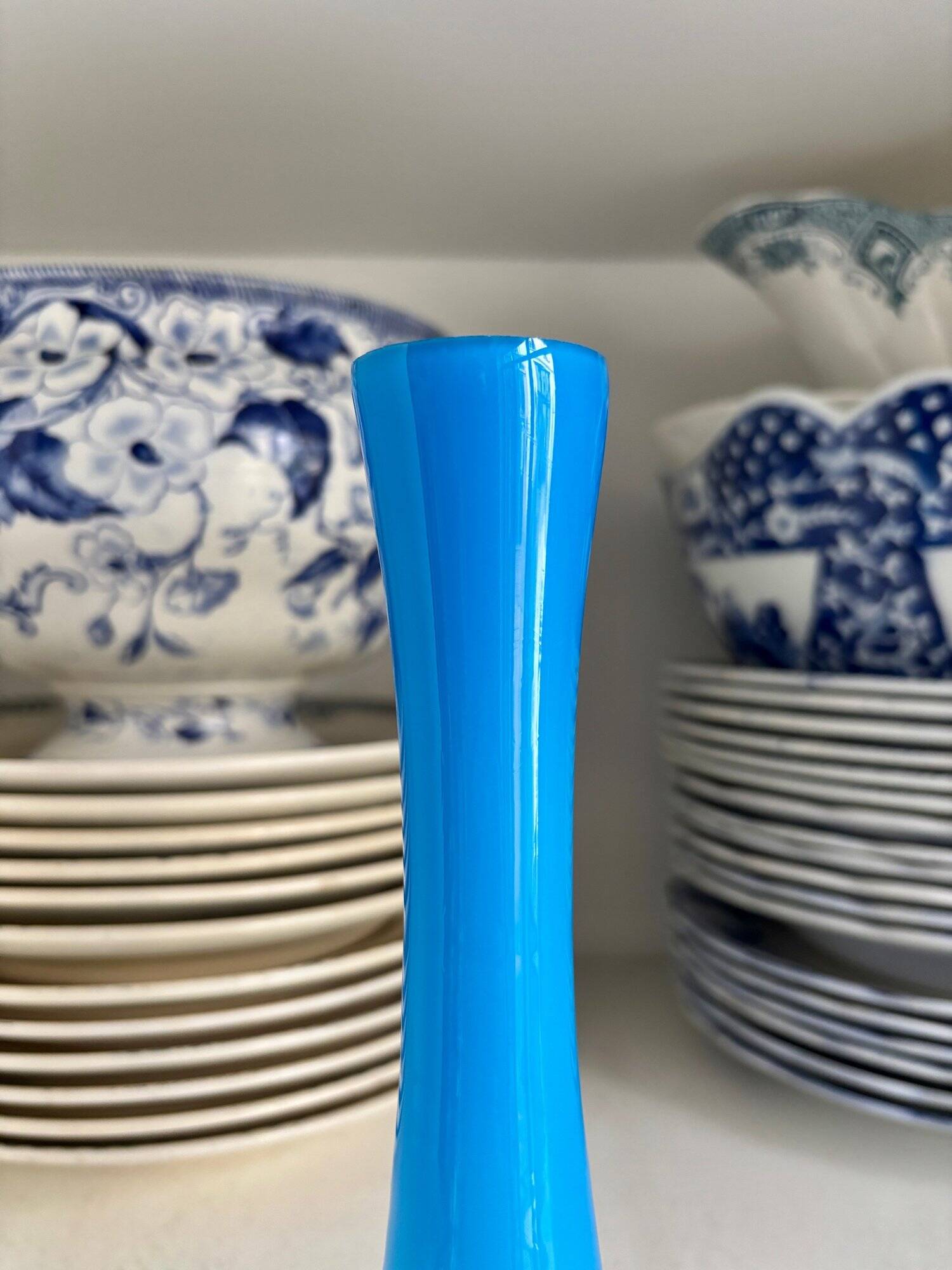 Vase, Scandinavian soliflore in blue opaline