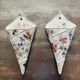 Pair of large bouquet vases, earthenware from Sarreguemines, Righi model.
