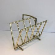 Brass faux-bamboo style magazine rack