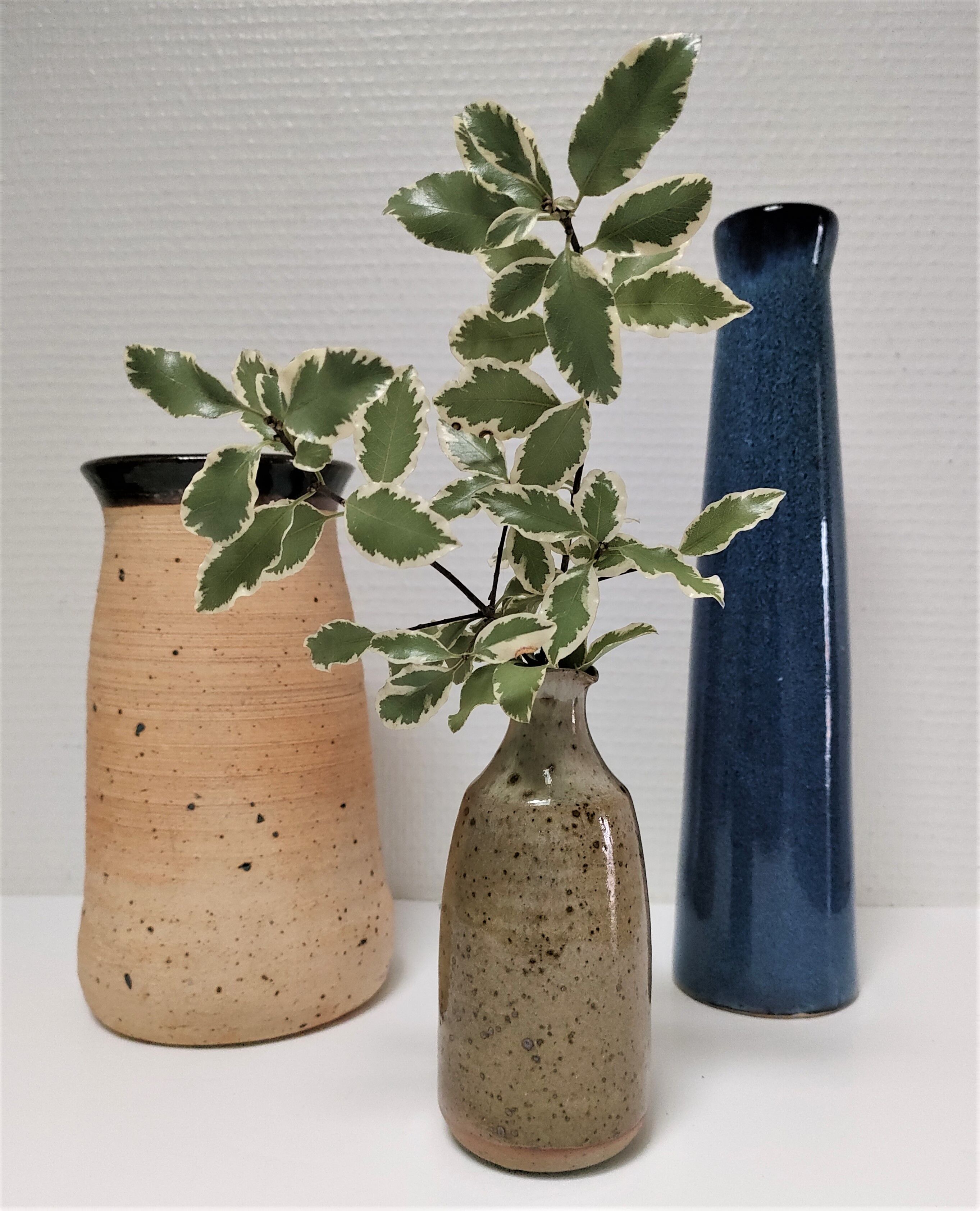 Trois vases grès céramique vintage