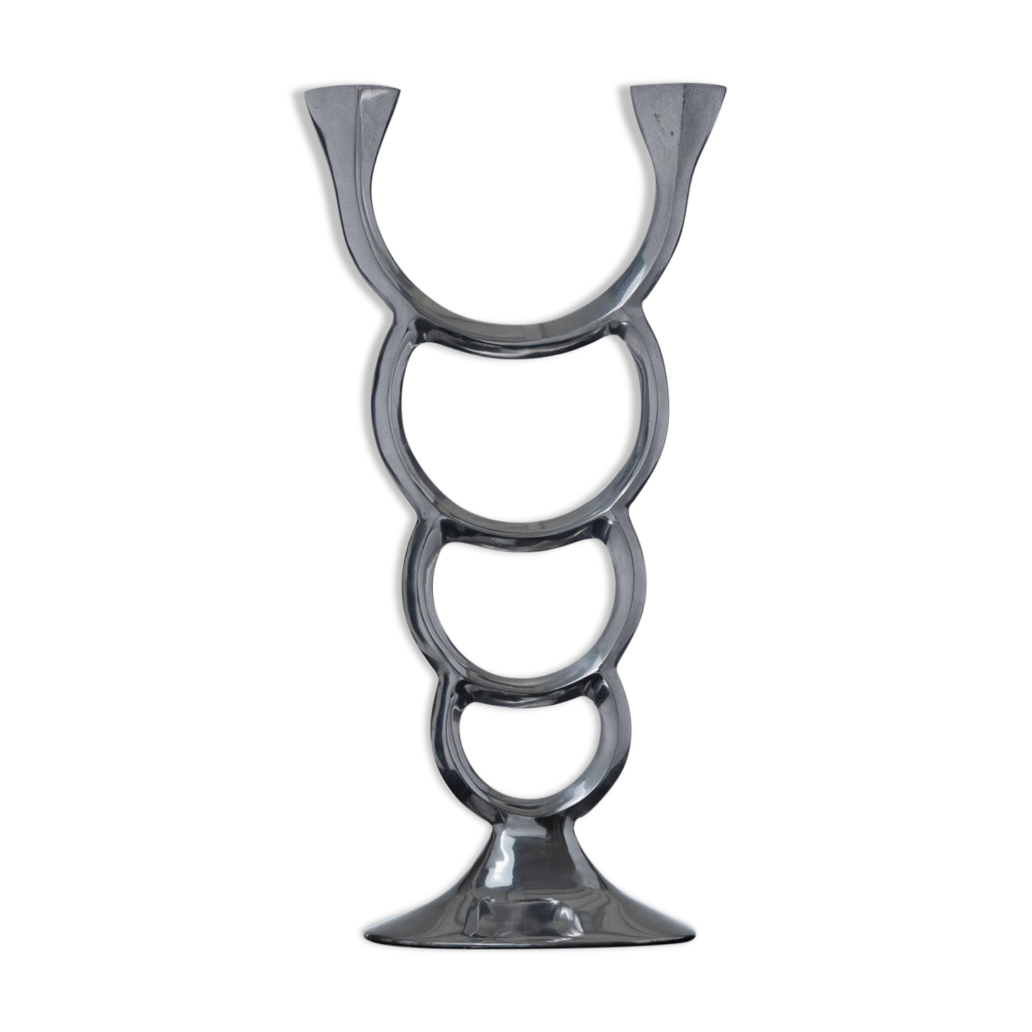 Sculptural metal candle holder, 1970s