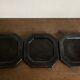 Set of 3 octagonal glazed earthenware plates with pearls, Biot 1950.