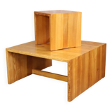 Vintage Scandinavian coffee table from the 1970s, made of pinewood, minimal