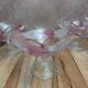 Set of 3 vintage pressed glass bowls with pink floral decoration.