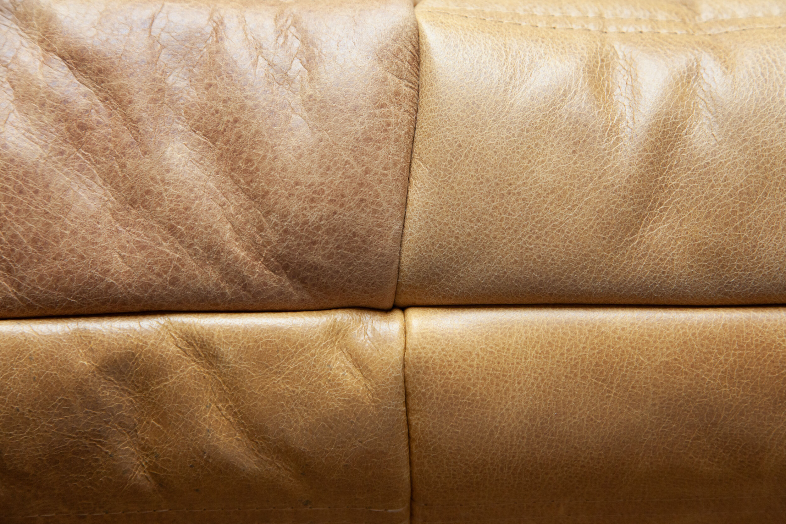 3 seater Togo camel leather sofa designed by Michel Ducaroy 1973