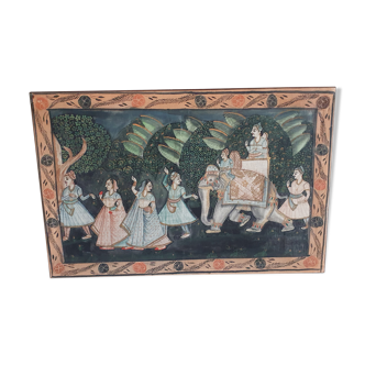 Fabric painting ancient pattern india hindu
