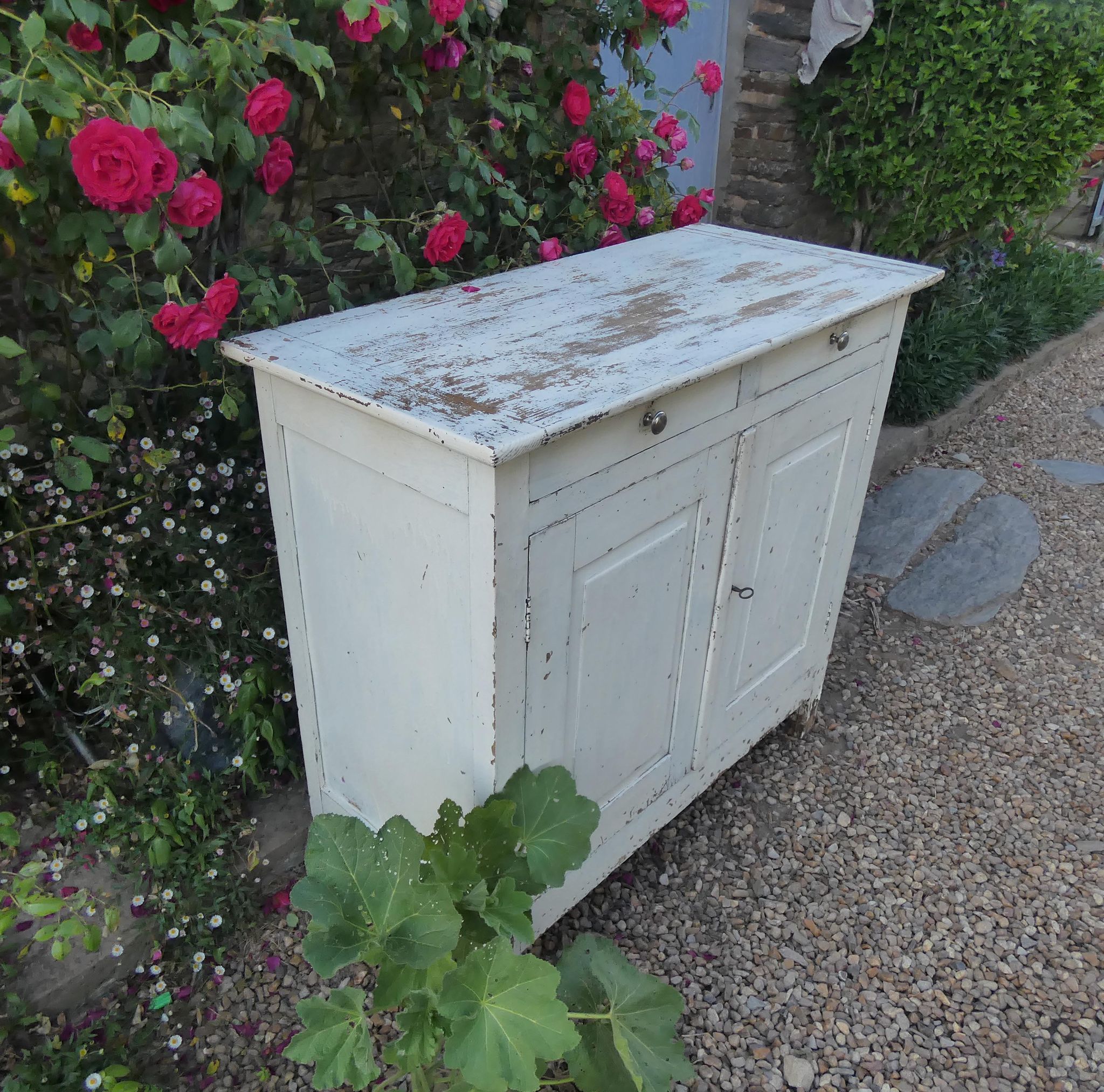 Old patinated wooden sideboard