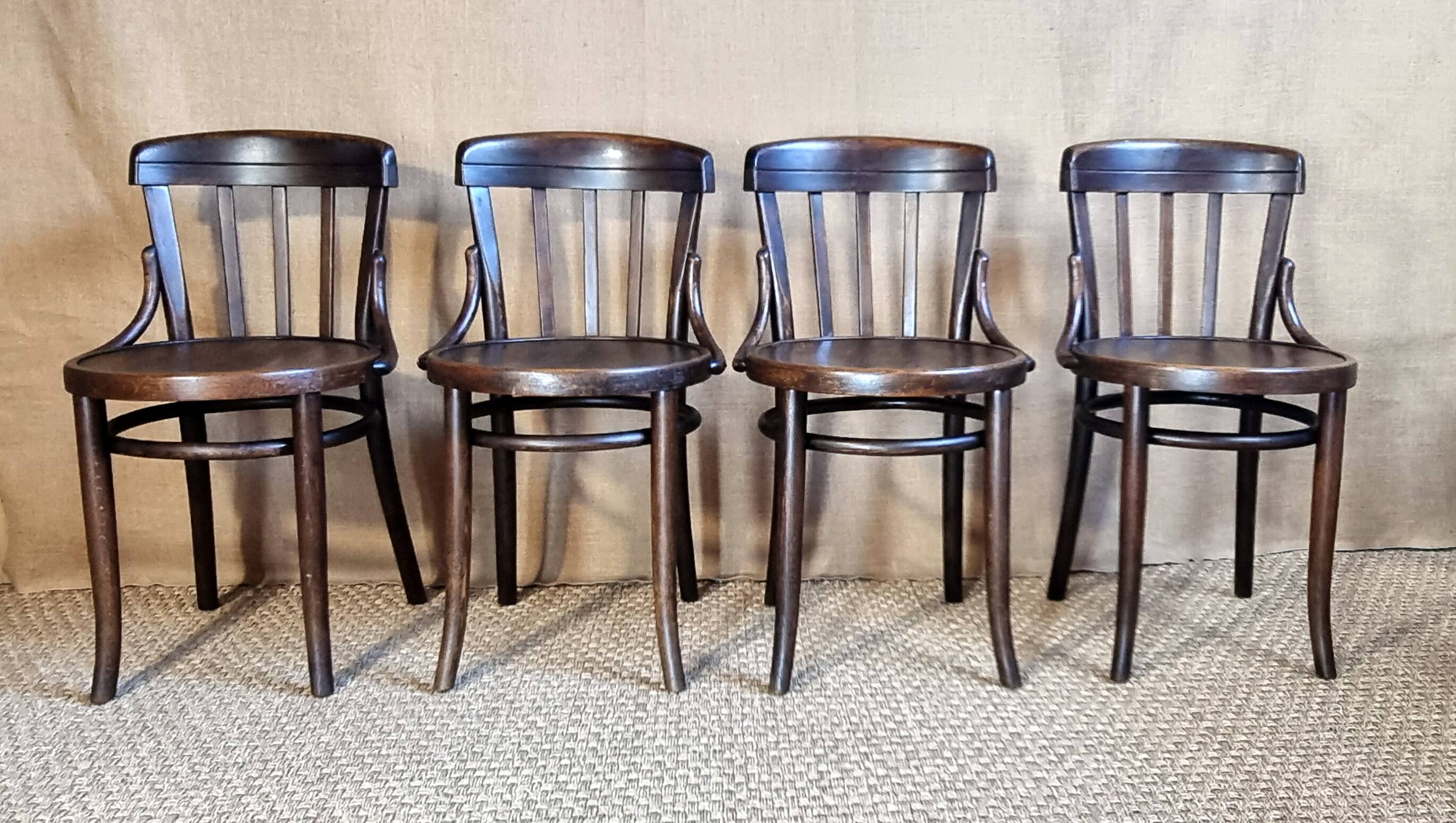 Set 4 chaises bistrot thonet vers 1930