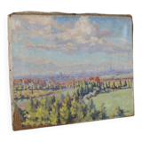 Georges Duvillier landscape "Between town and countryside" oil on canvas signed