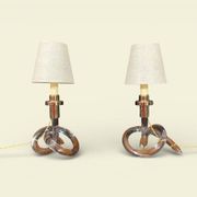 Pair of "Bretzel" lamps in lucite and brass, by Dorothy Thorpe (1901)