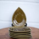 Service ceramic dishes Secla Portugal x 6,retro olive ceramic leaf dish, presentation