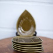 Service ceramic dishes Secla Portugal x 6,retro olive ceramic leaf dish, presentation
