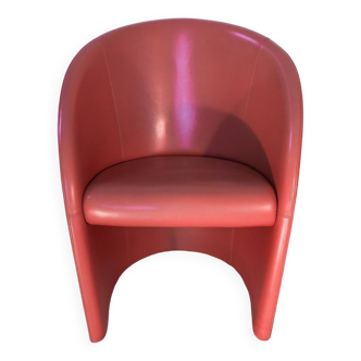 Fauteuil cuir corail Massimo and Lella Vignelli