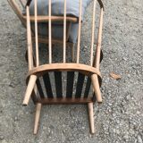 Pair of Baumann armchairs in raw beech