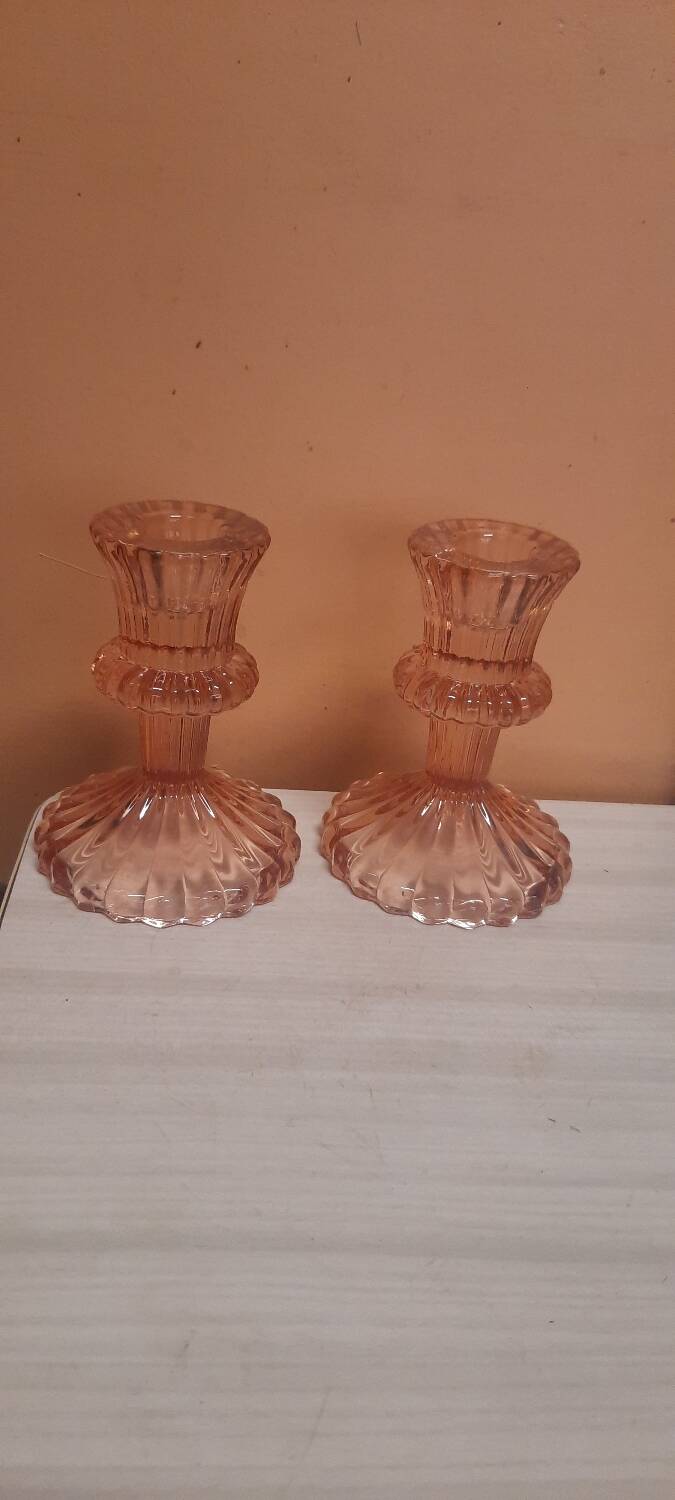 Pair of glass candlesticks