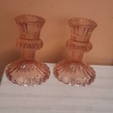 Pair of glass candlesticks