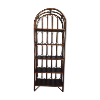Vintage rattan bookcase shelves