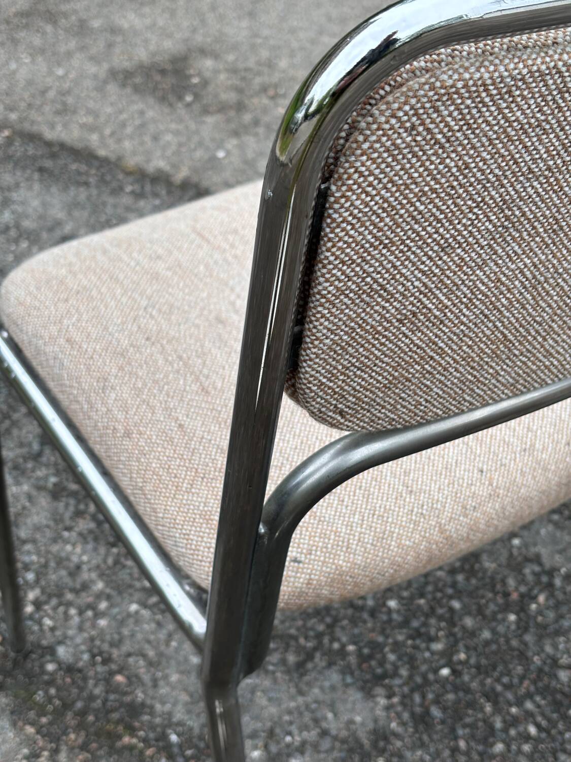 1970s designer chairs in metal and fabric