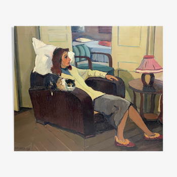 Une jeune femme et son chat