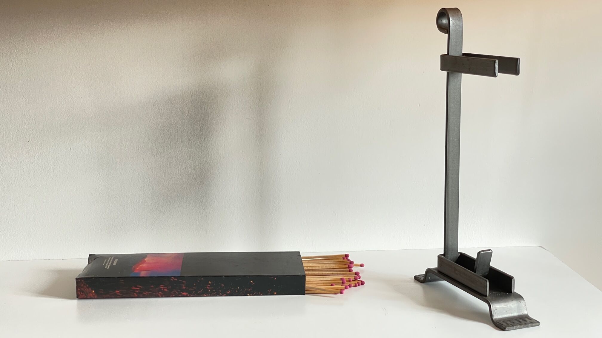 Brutalist Match Holder Steel Chimneys VINTAGE