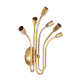 Sputnik chandelier 6 arm brass hammered 1950 s