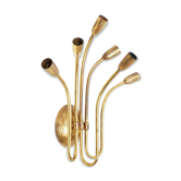 Sputnik chandelier 6 arm brass hammered 1950 s