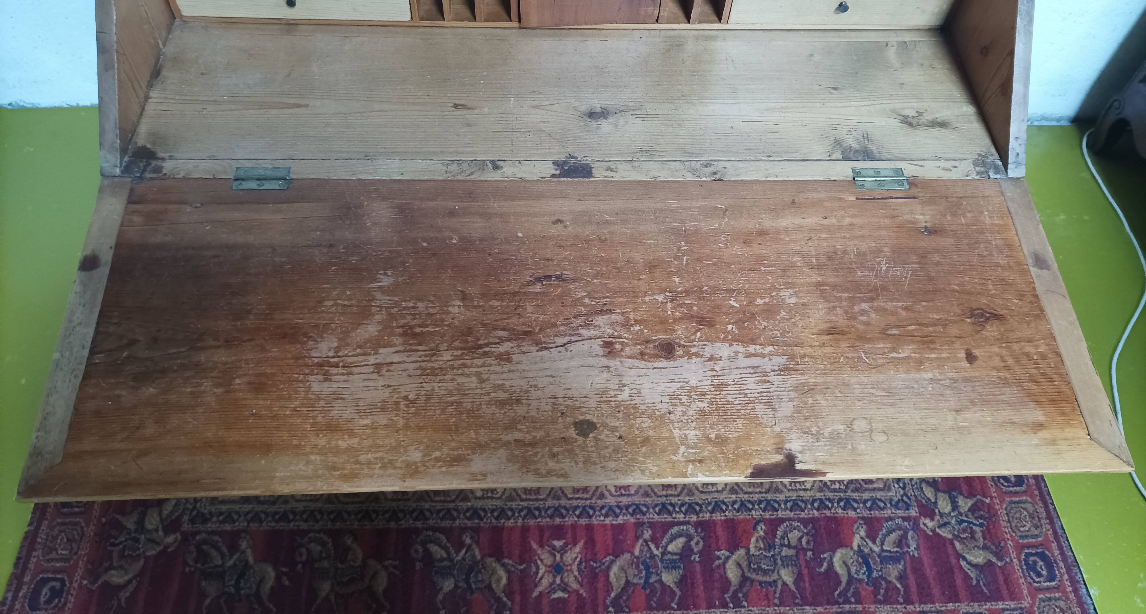 Slope desk, 19th century pine scriban