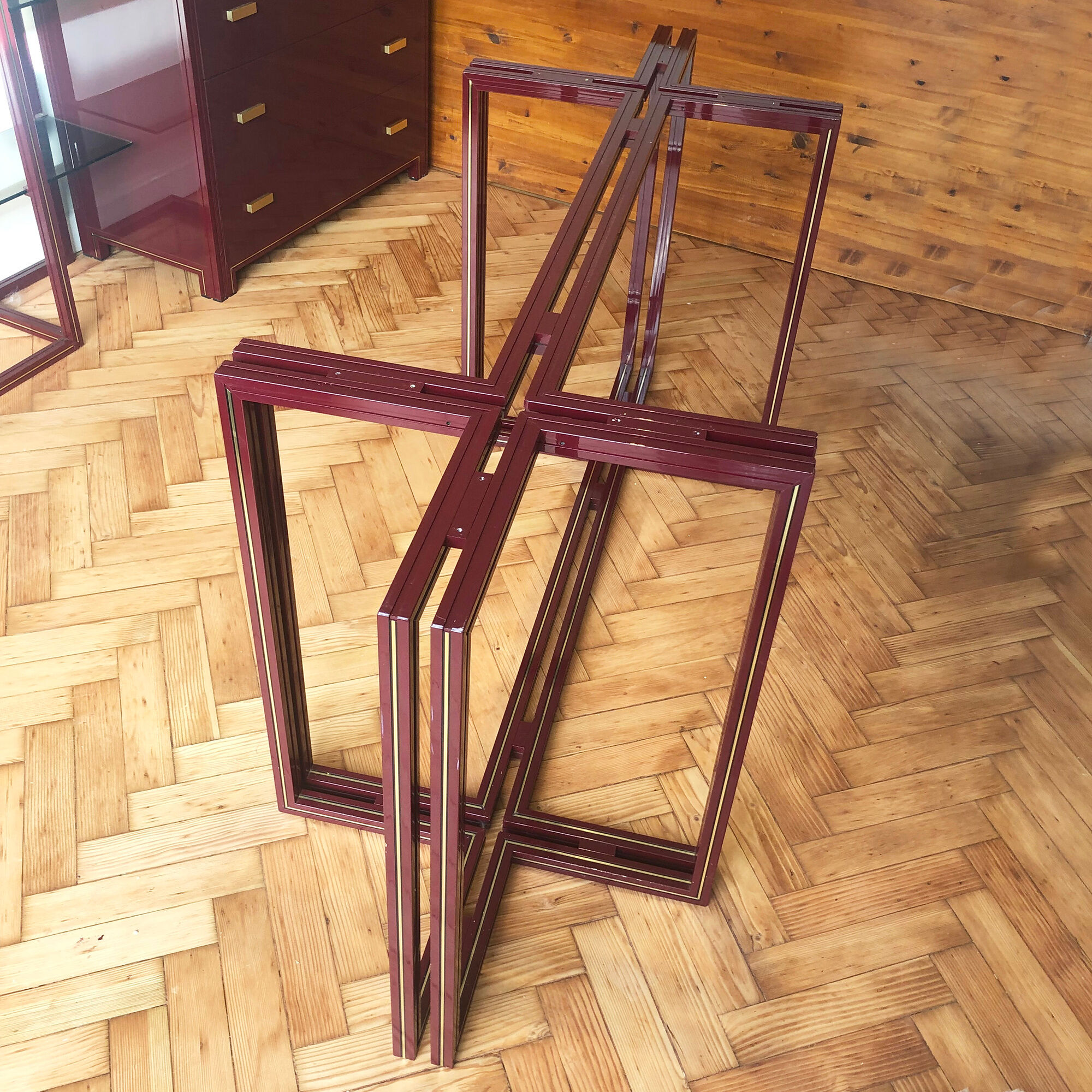 Burgundy Pierre Vandel dining table vintage 1970s