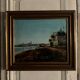 Oil on canvas riverside late 19th century monogram AT
