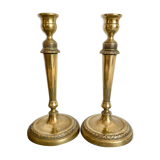 Pair of old gilded brass candlesticks