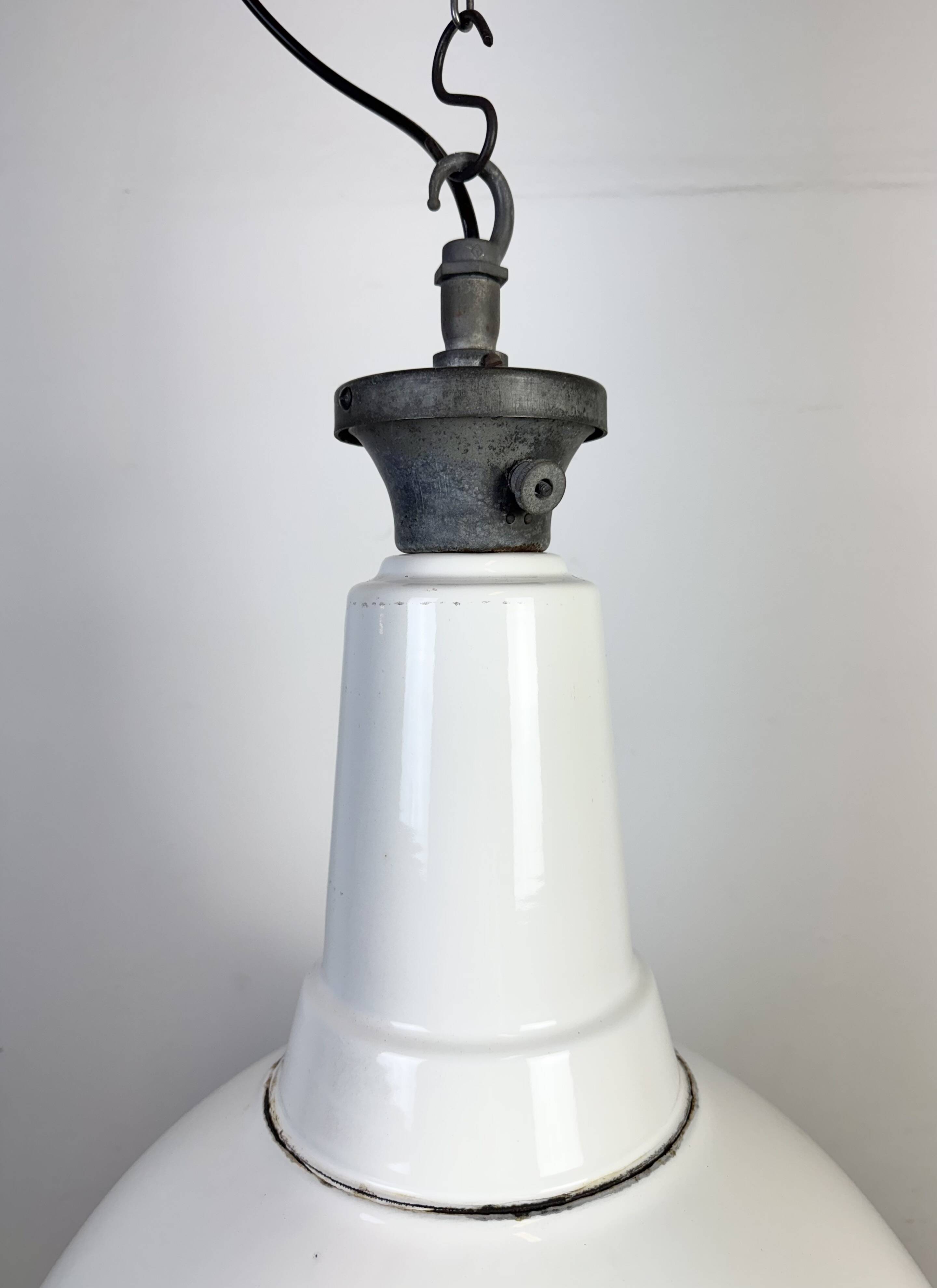 Large Industrial British White Enamel Pendant Lamp from Benjamin, 1960s