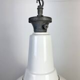 Large Industrial British White Enamel Pendant Lamp from Benjamin, 1960s