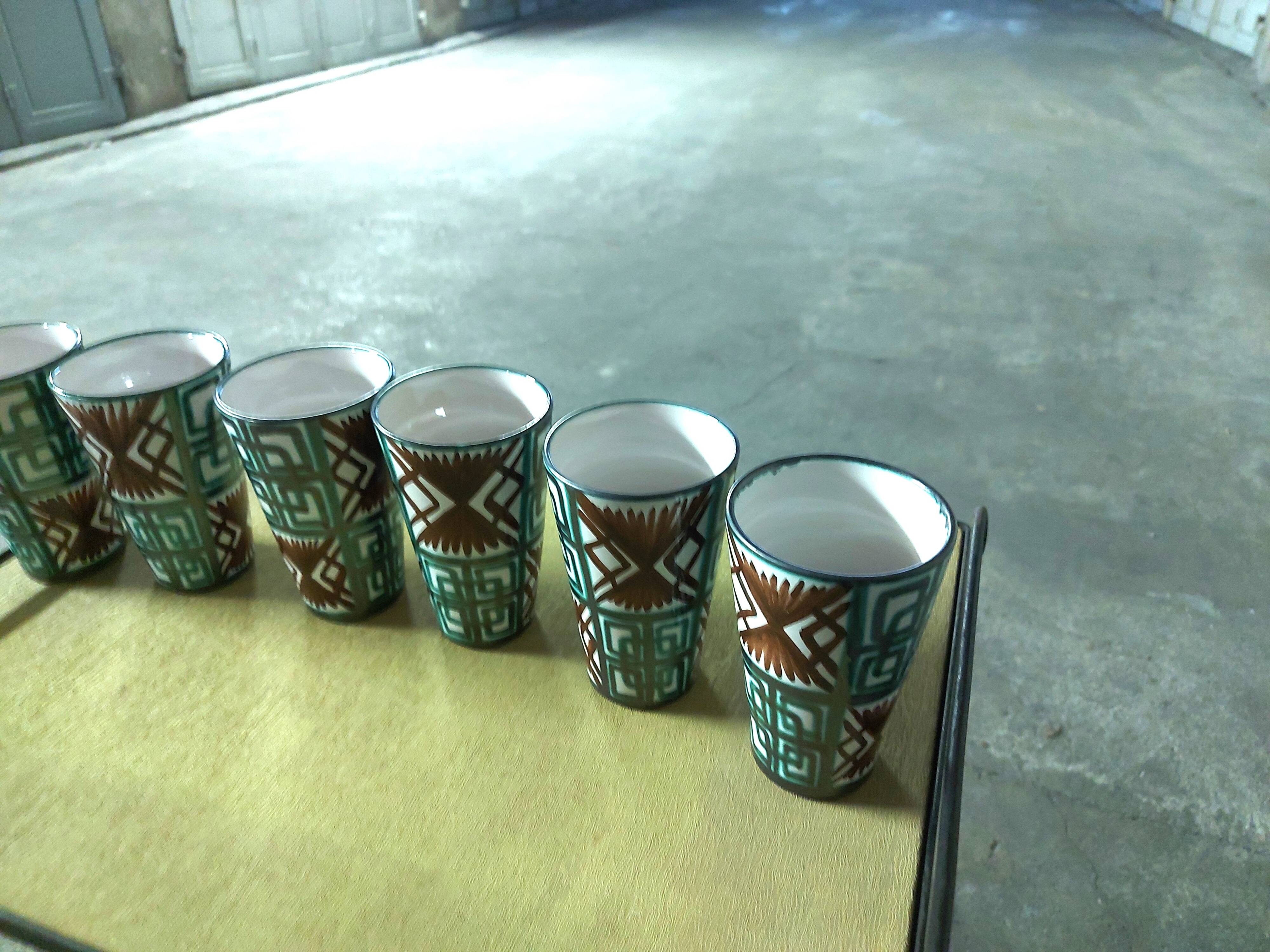 6 glasses, ceramic mugs, vallauris dominique baudart