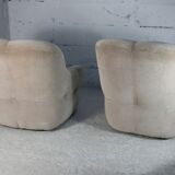 Pair of armchairs "space age". Beige corduroy velvet. France, circa 1970